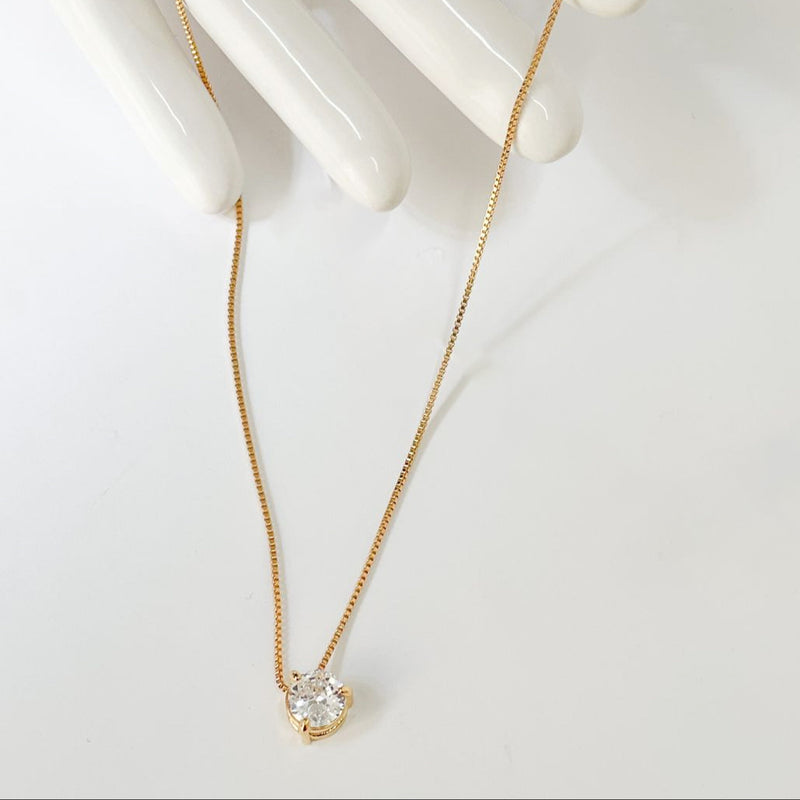 18K Gold Plated Round Cubic Zirconia Necklace