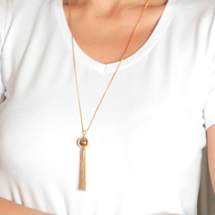 18K Gold Plated Ball Fringe Necklace