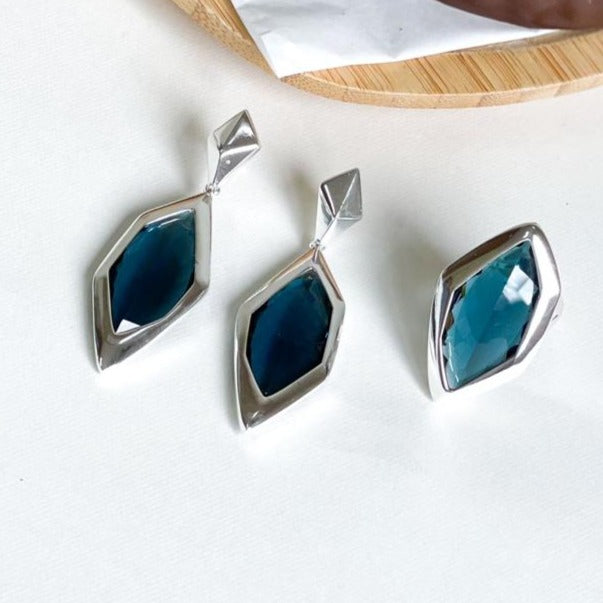 Silver Plated Organic London Topaz Earrings