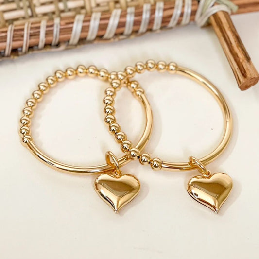 18K Gold Plated Heart Pendant Bracelet
