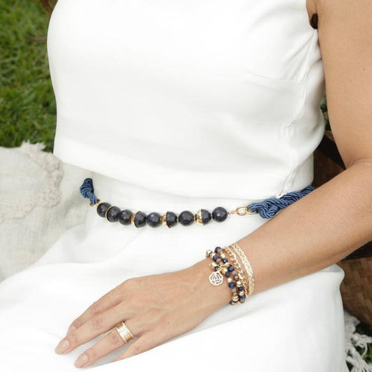 Gold Plated belt with blue design