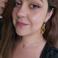18K Gold Plated Long Citrine Topaz Studded Zirconia Earrings