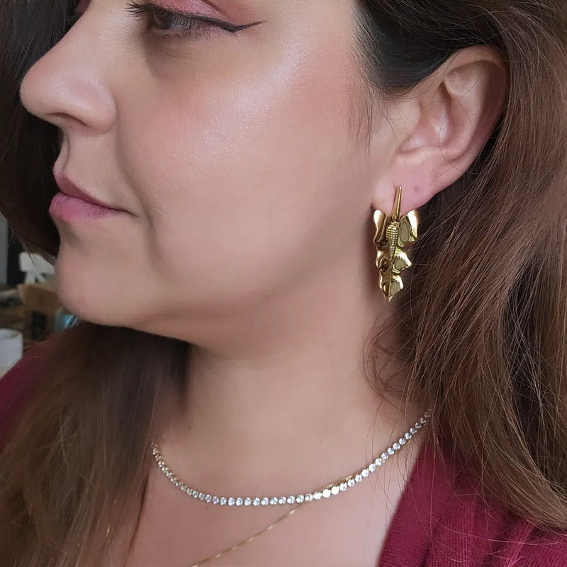 18K Gold Plated Leaf Earrings