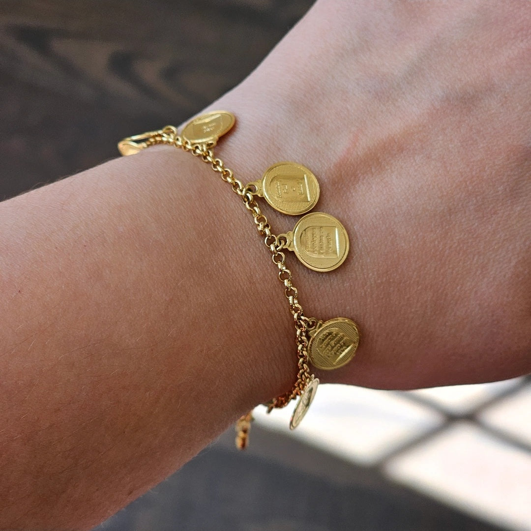 18K Gold Plated Ten Commandments Bracelet