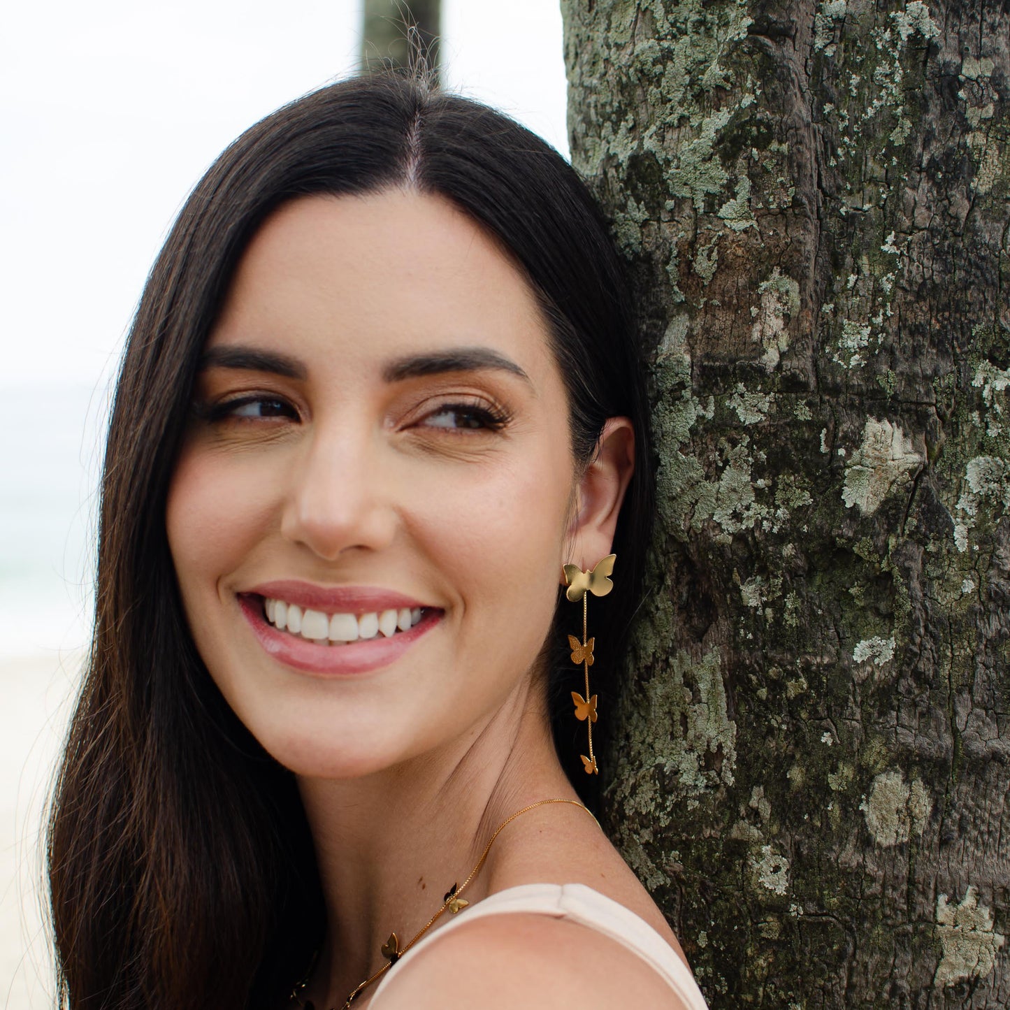 Dangling Butterfly 18K Gold Plated Earrings