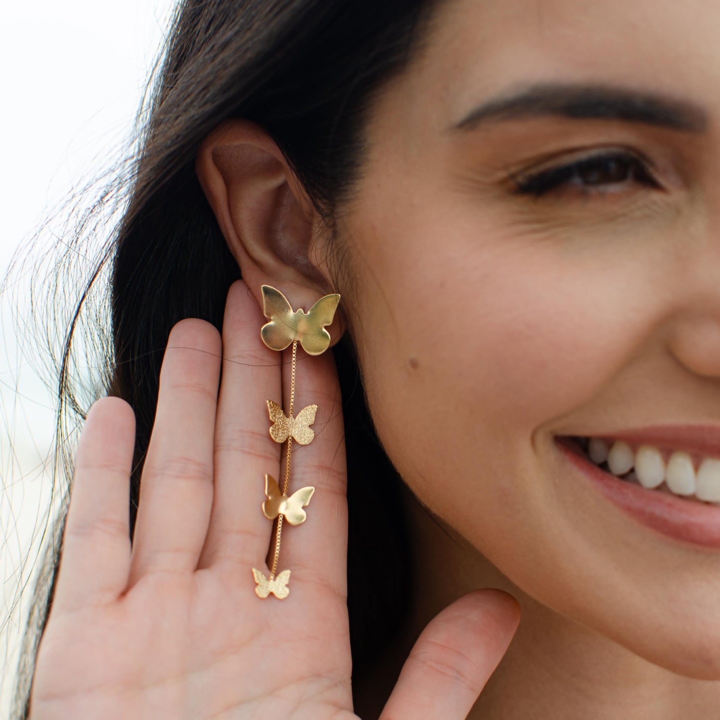 Dangling Butterfly 18K Gold Plated Earrings