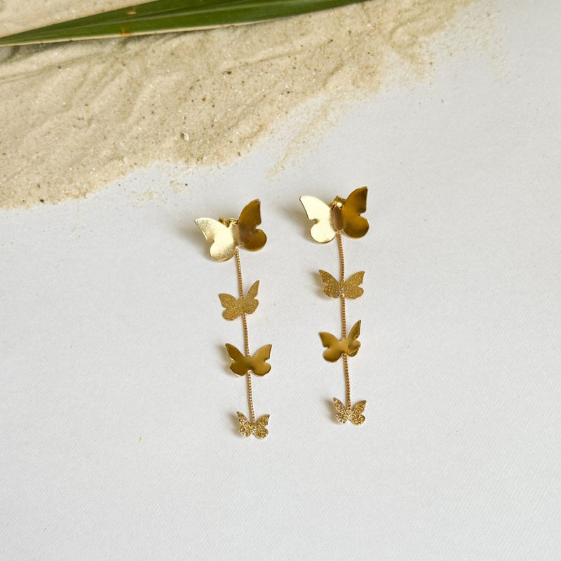 18K Gold Plated Dangling Butterfly Earrings