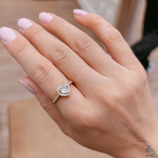 18K Gold Plated Studded Zirconia Heart Ring
