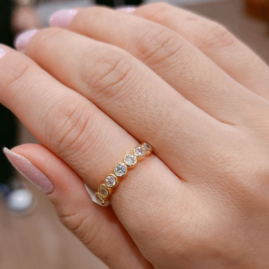 18K Gold Plated Adjustable Delicate Round Zirconias Ring