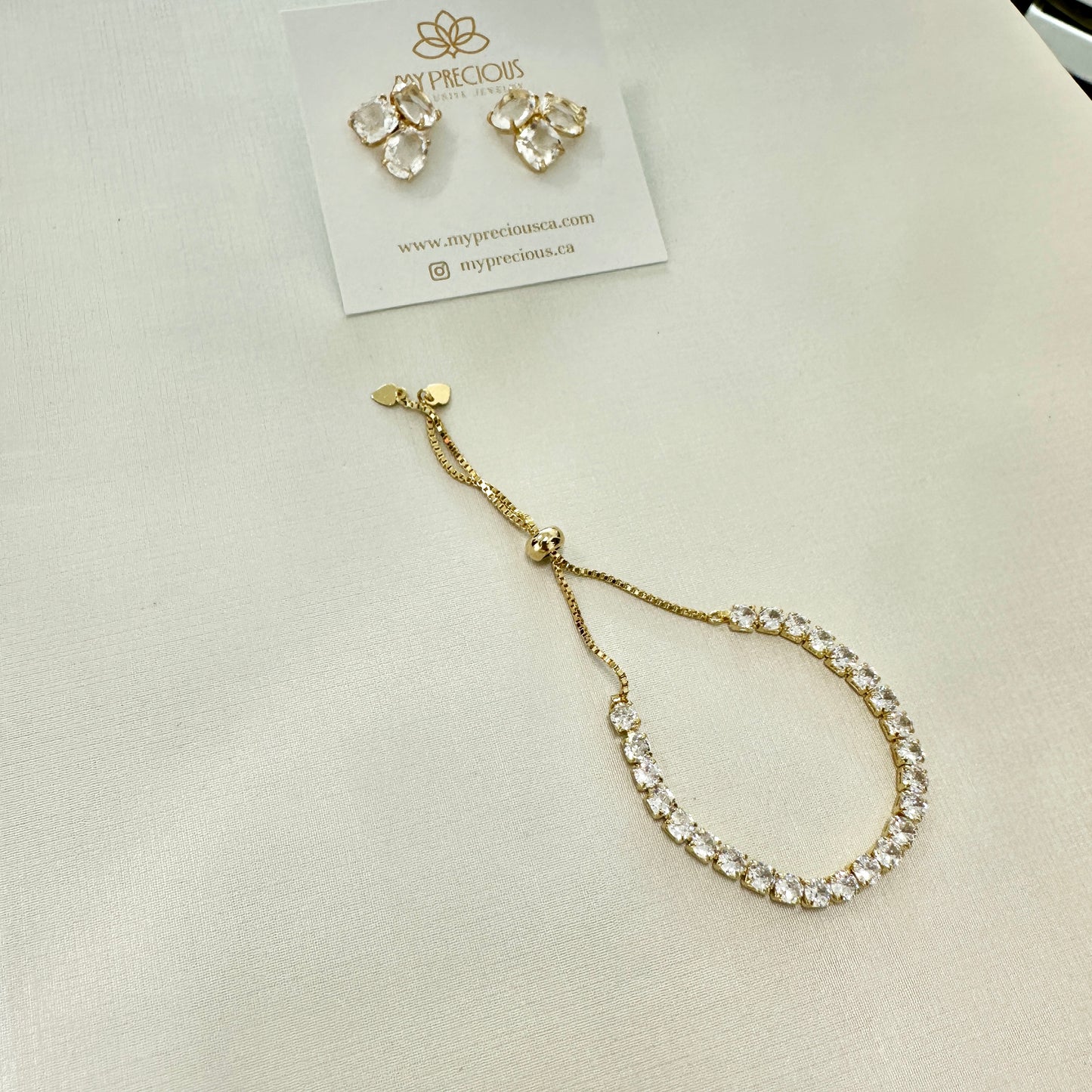 18k Gold Plated Tennis Round Zirconia Adjustable Bracelet