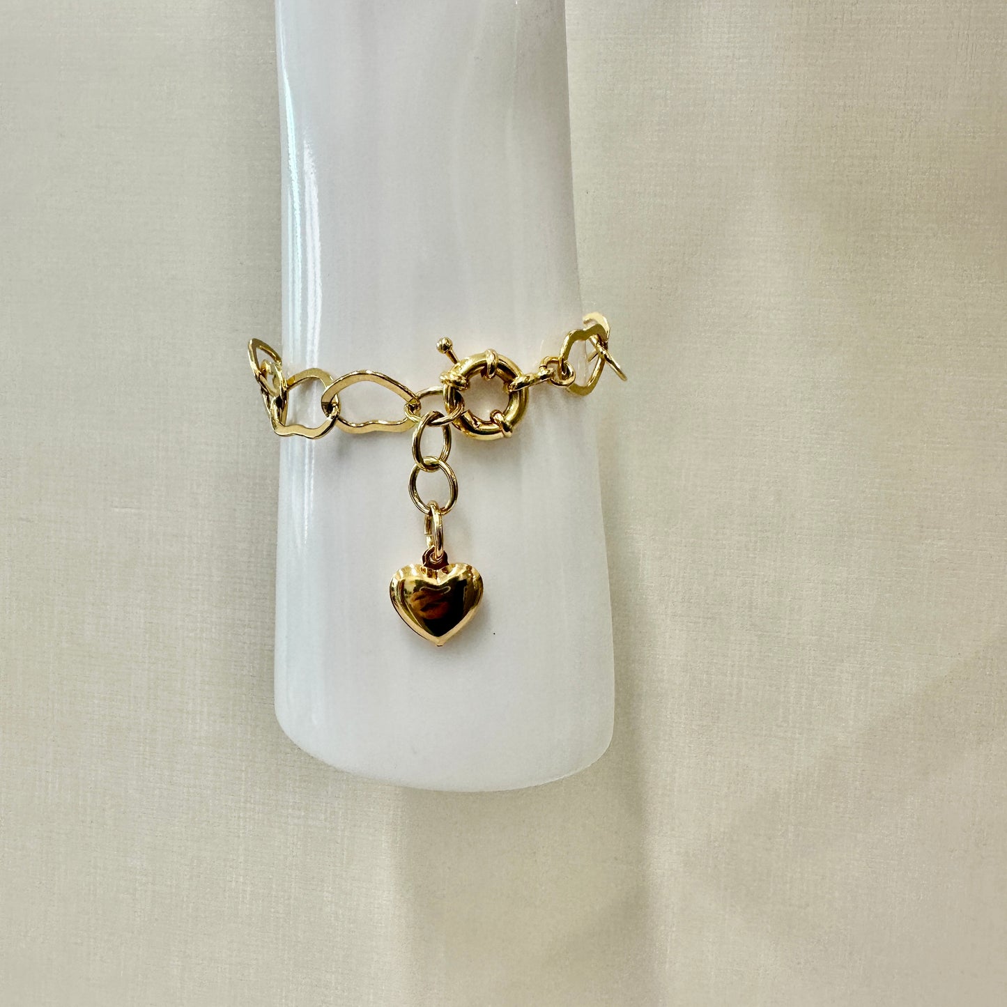 18K Gold Plated Heart Pendant Bracelet