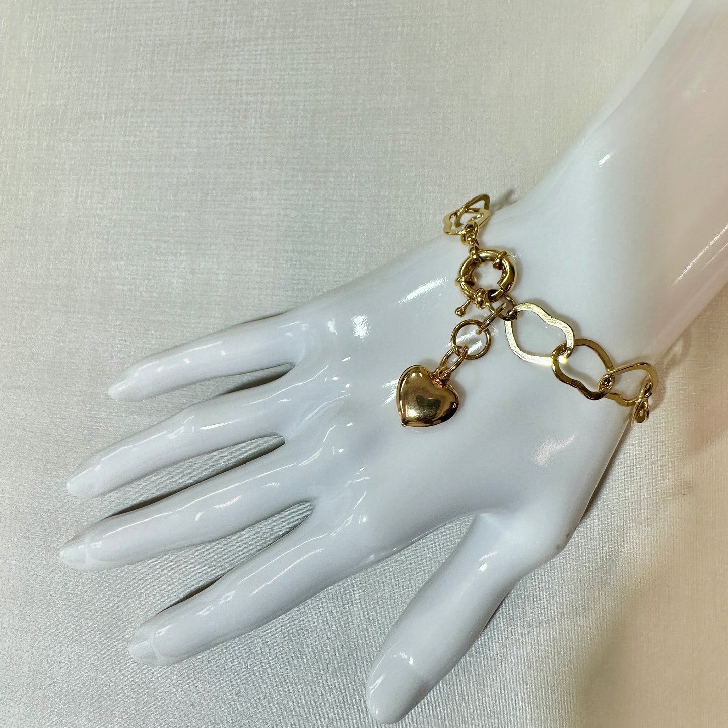 18K Gold Plated Heart Pendant Bracelet