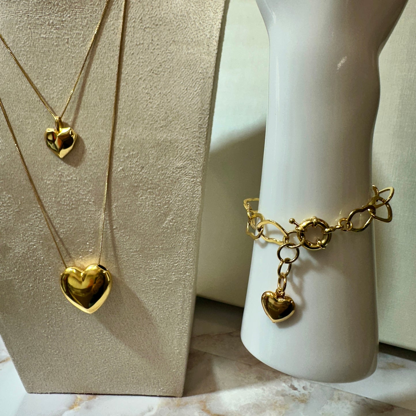 18K Gold Plated Heart Pendant Bracelet