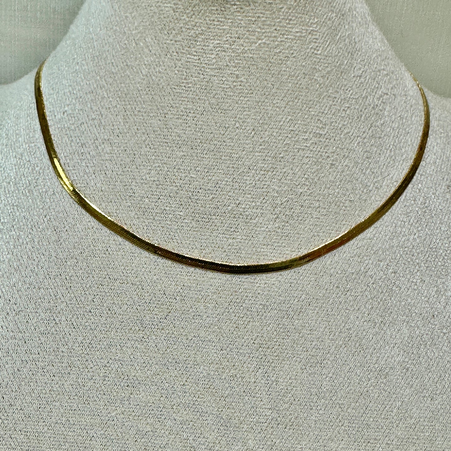 18K Gold Plated Thin Flat Herringbone Necklace 45cm