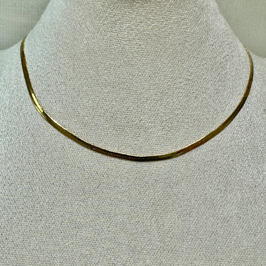 Wide 4mm Flat Herringbone 45cm - 18K Gold Plated Necklace