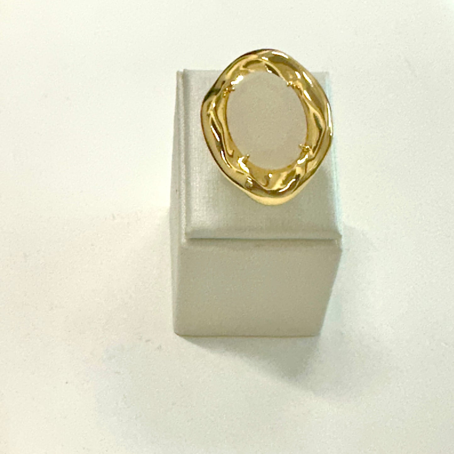 18K Gold Plated White Ice Crystal Organic Ring