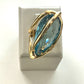 18K Gold Plated Aquamarine Teardrop Organic Ring