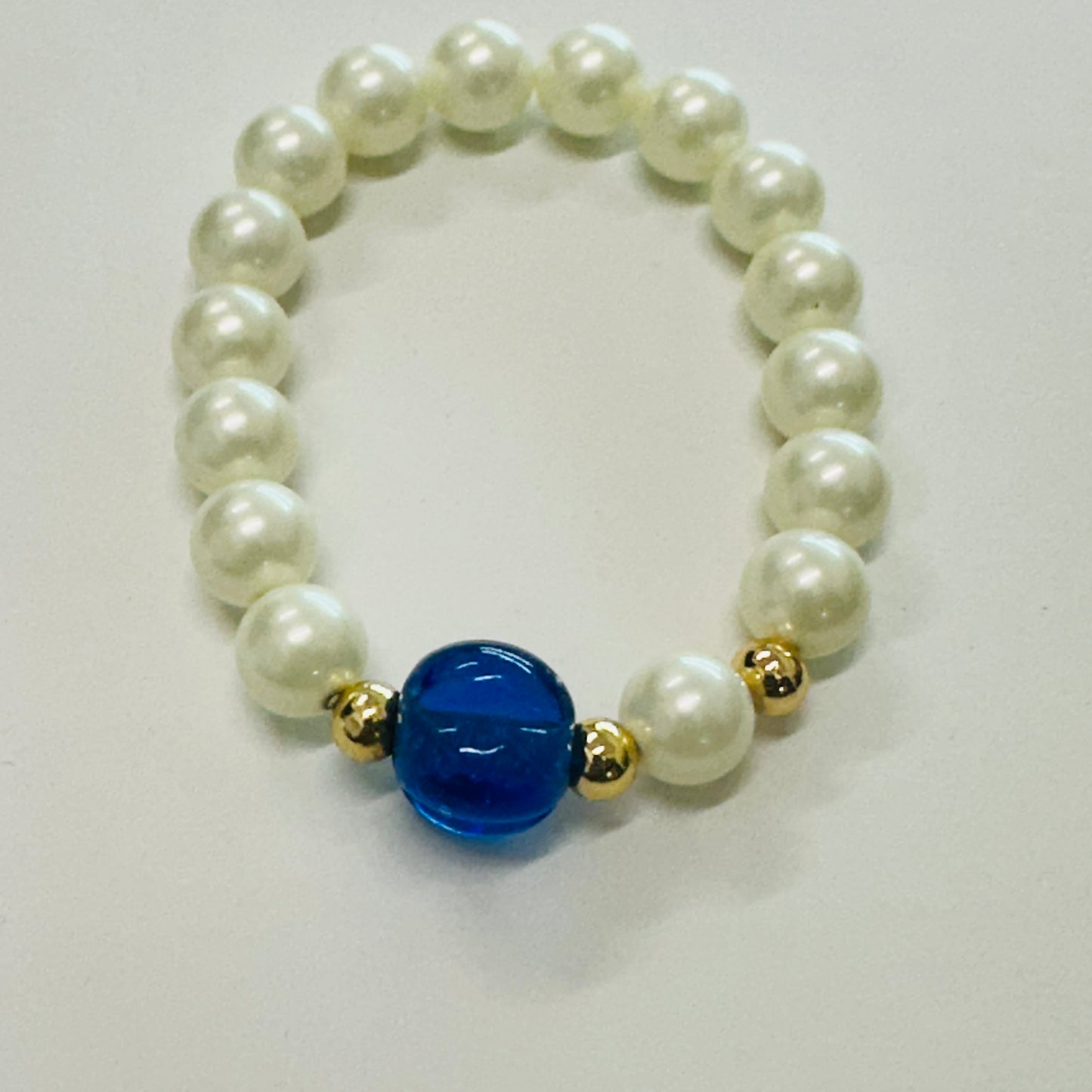 18K Gold Plated Pearl and Blue Stones Bracelet