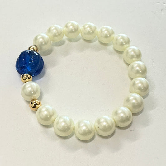18K Gold Plated Pearl and Blue Stones Bracelet