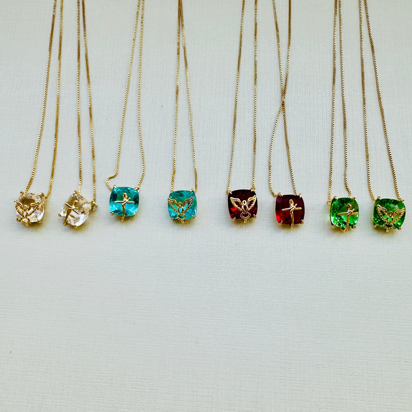 18K Gold Plated Scapular Stone Necklace