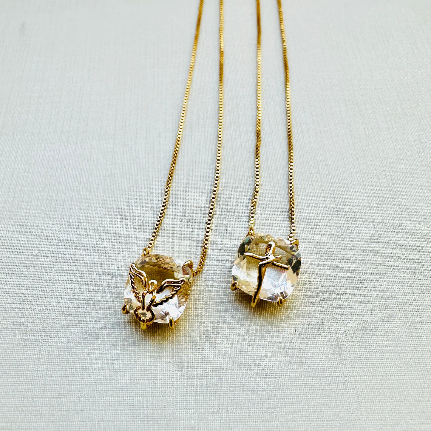 18K Gold Plated Scapular Stone Necklace
