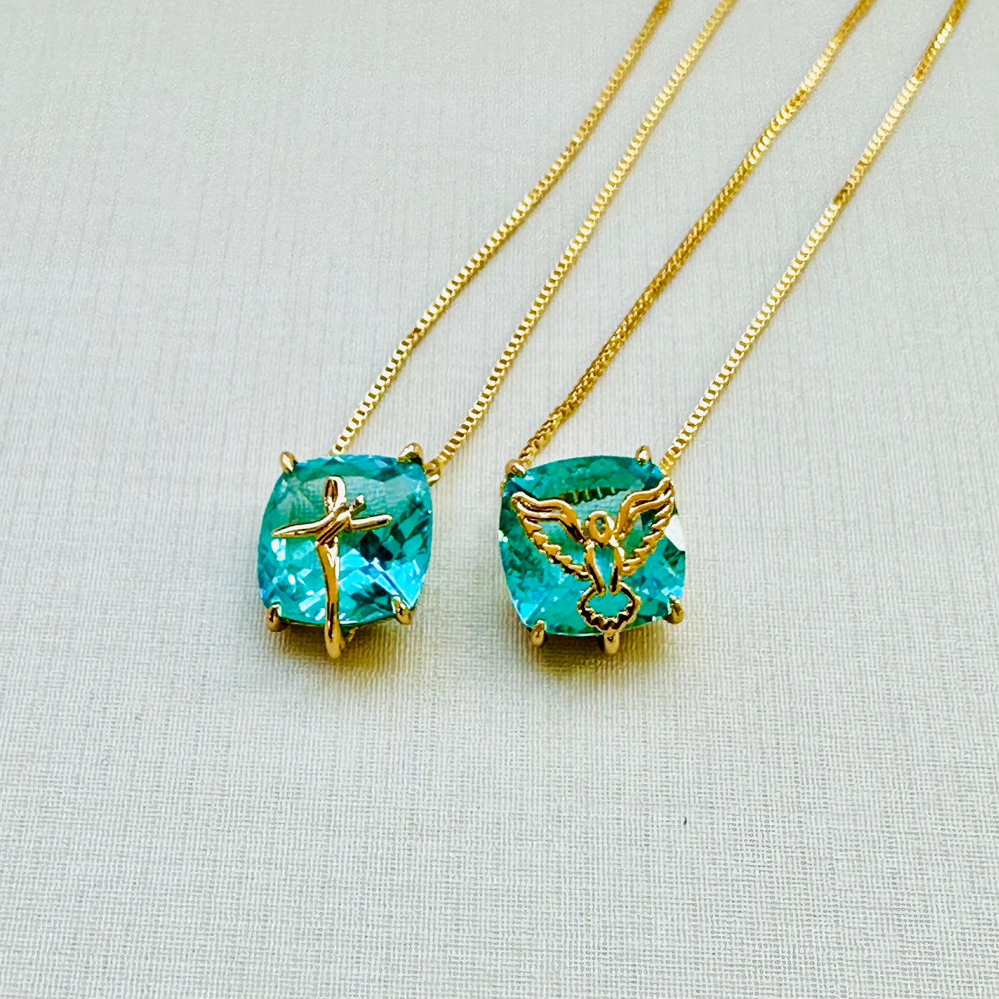 18K Gold Plated Scapular Stone Necklace