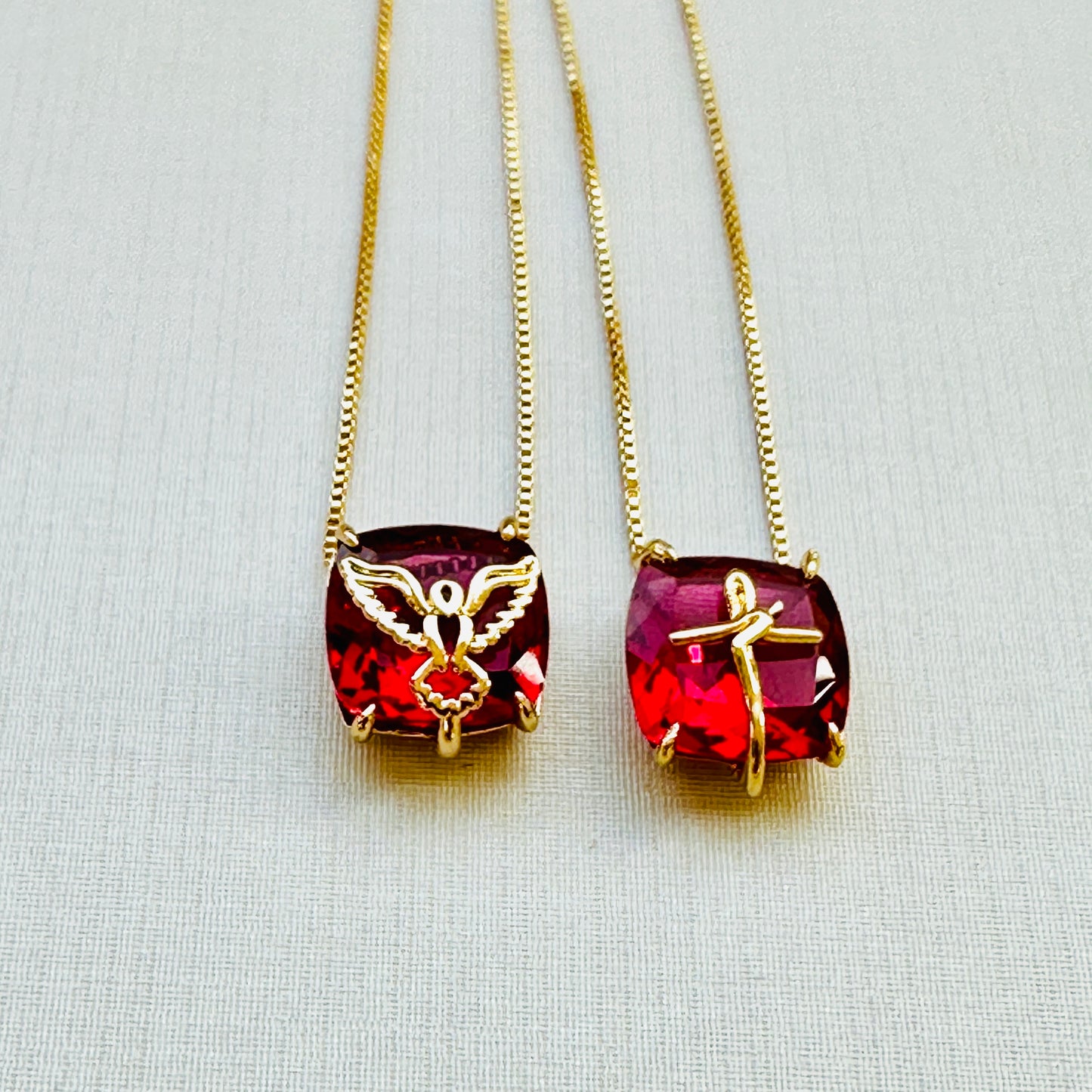 18K Gold Plated Scapular Stone Necklace