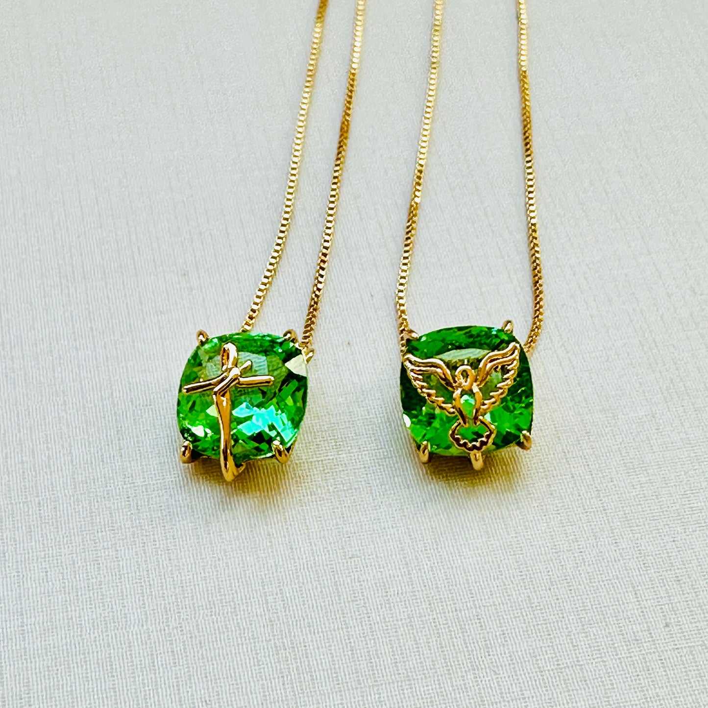 18K Gold Plated Scapular Stone Necklace