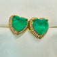18K Gold Plated Heart Studded Green Zirconia Earrings