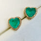 18K Gold Plated Heart Studded Green Zirconia Earrings