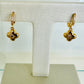 18K Gold Plated Hoops Dangling Studded Zirconia Small Clover Earrings