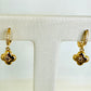 18K Gold Plated Hoops Dangling Studded Zirconia Small Clover Earrings