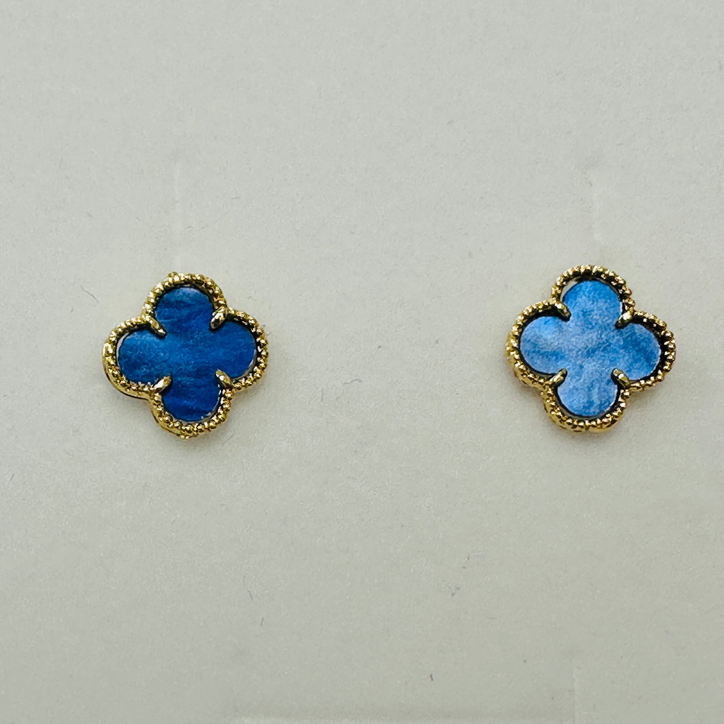 18K Gold Plated Blue Lucky Clover Earrings
