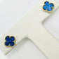 18K Gold Plated Blue Lucky Clover Earrings