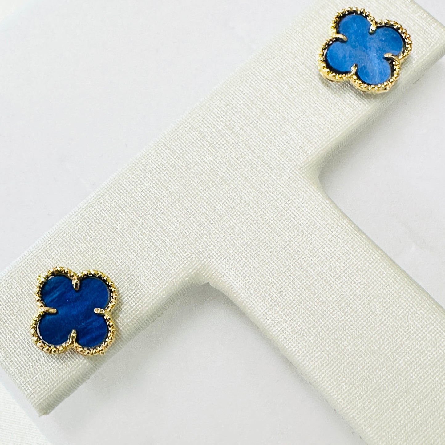 18K Gold Plated Blue Lucky Clover Earrings