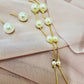 18K Gold Plated Long Chain & Pearls Earrings
