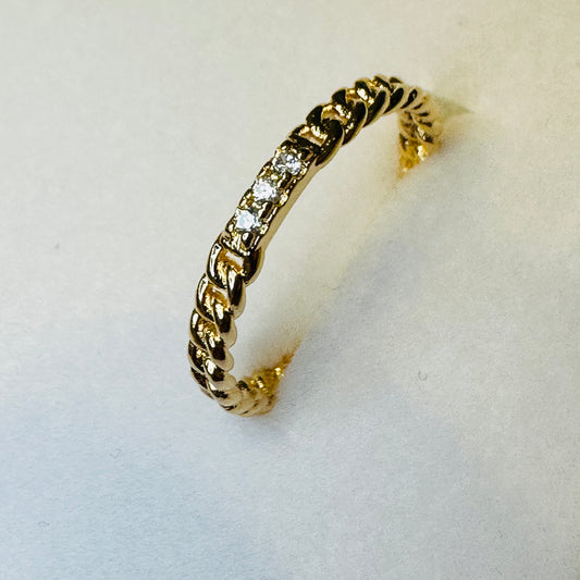 18K Gold Plated Studded Zirconia Ring