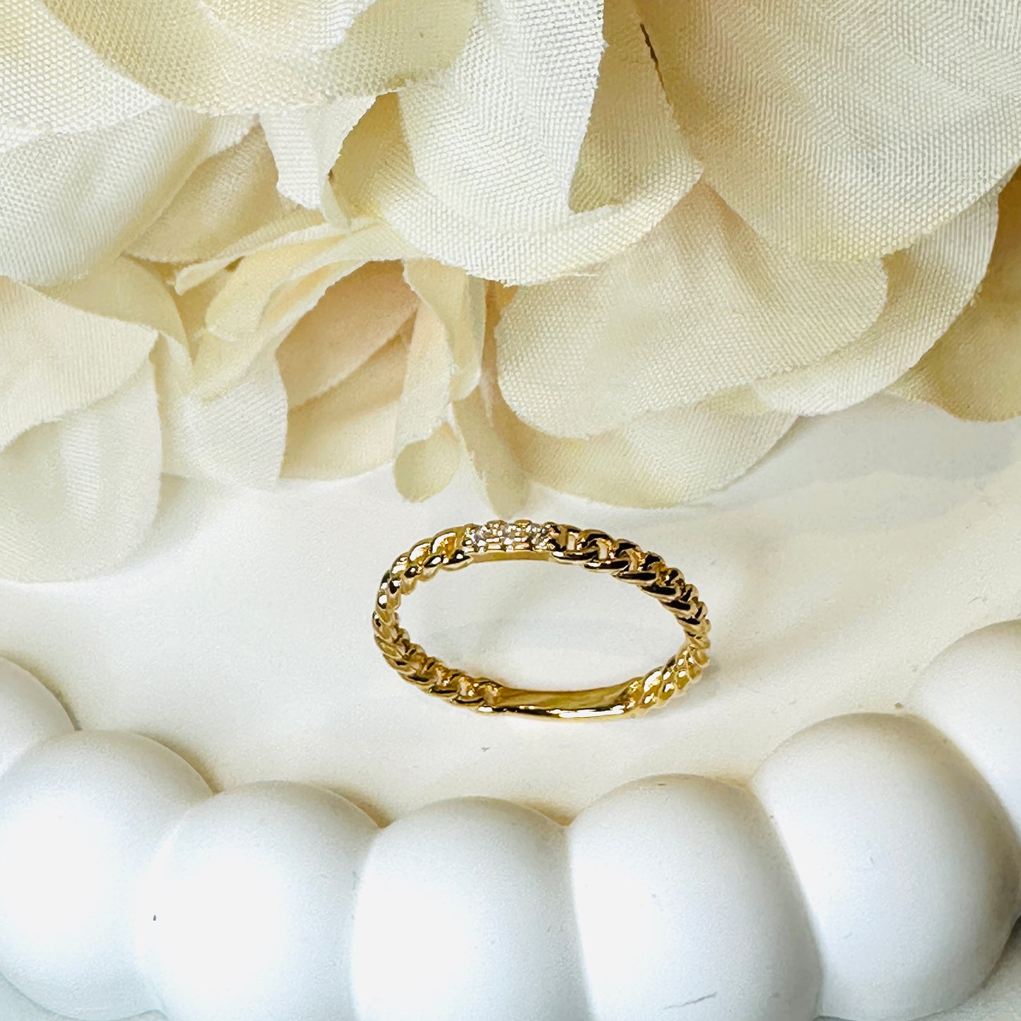 18K Gold Plated Studded Zirconia Ring