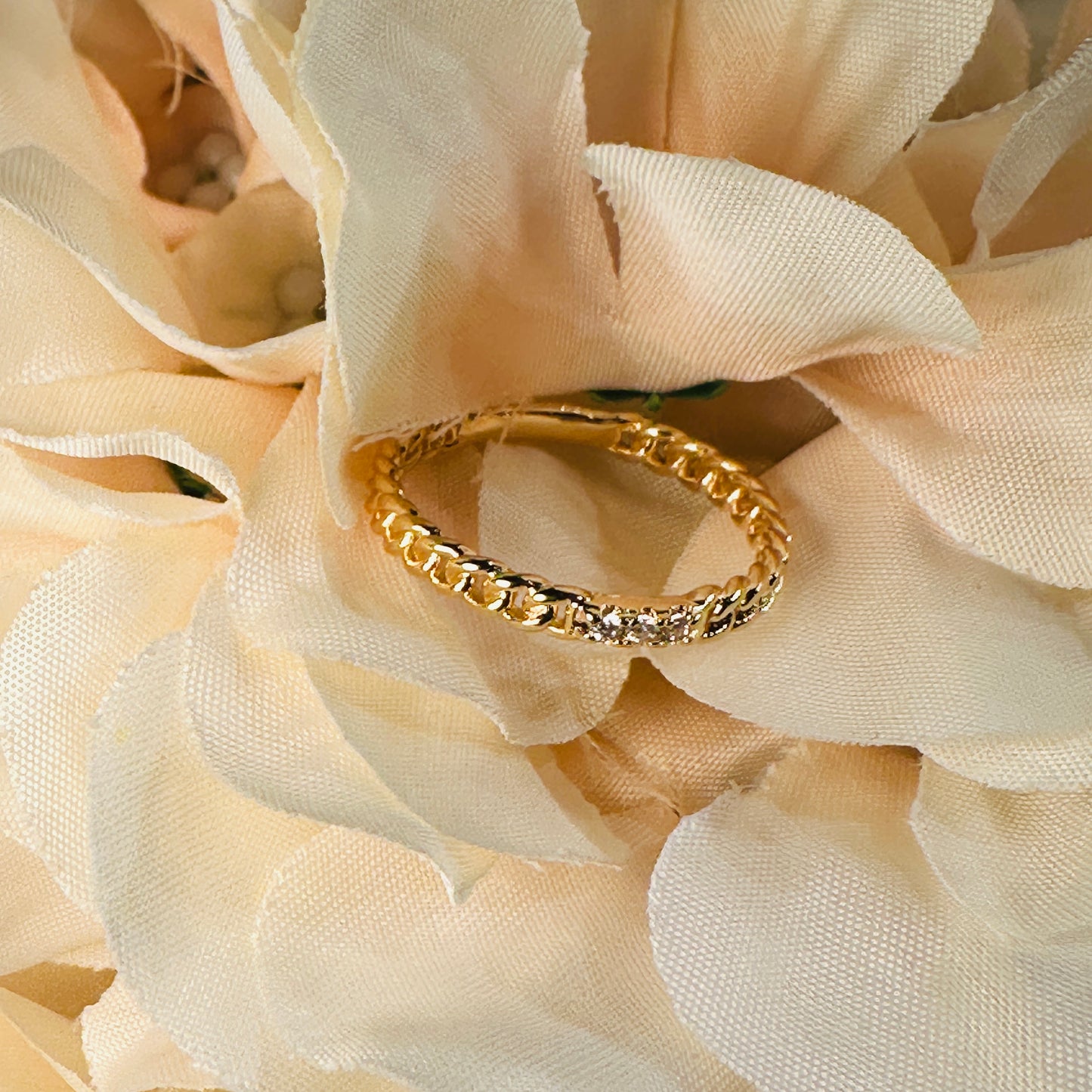 18K Gold Plated Studded Zirconia Ring