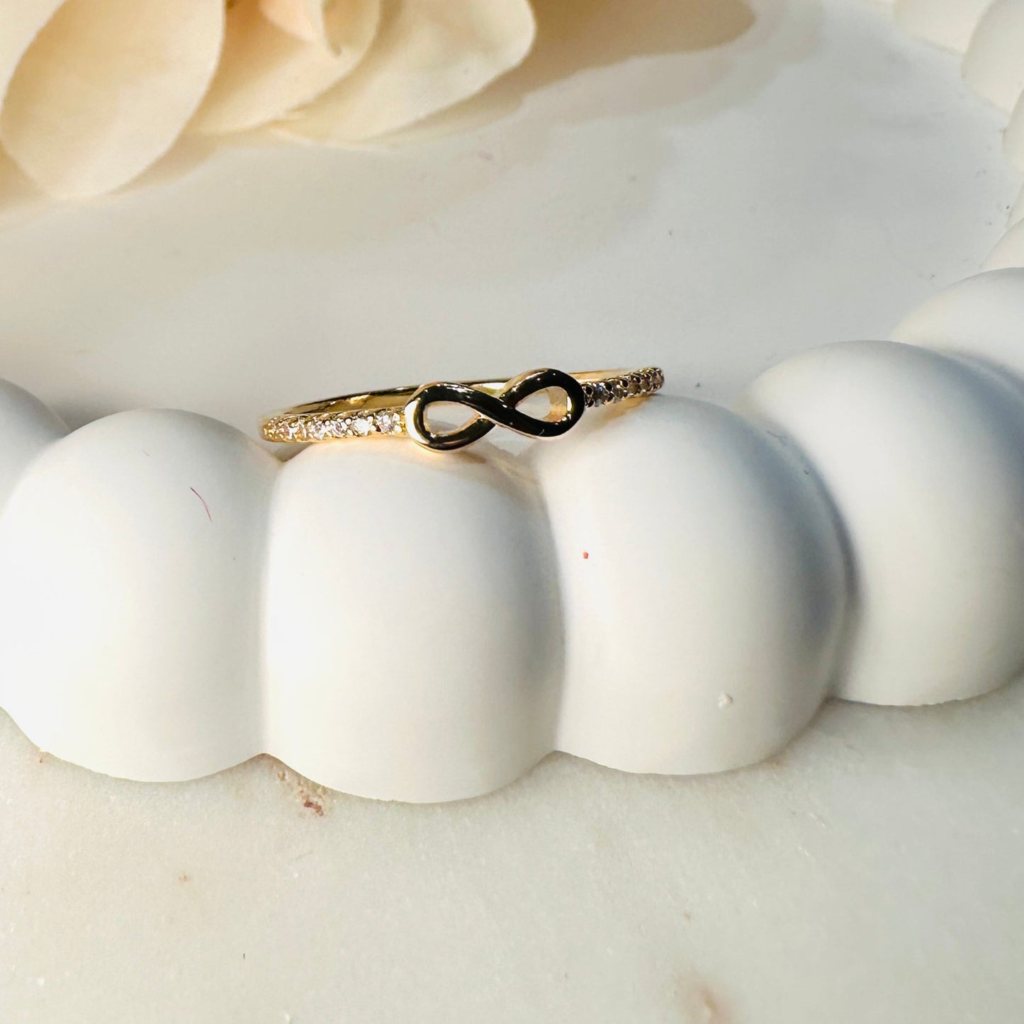 18K Gold Plated Infinite Studded Zirconia Ring