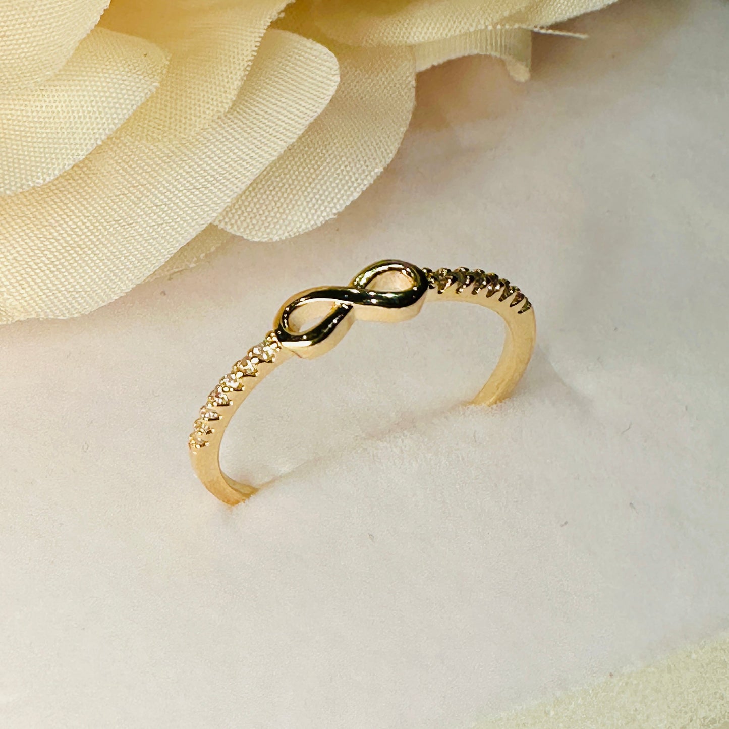 18K Gold Plated Infinite Studded Zirconia Ring