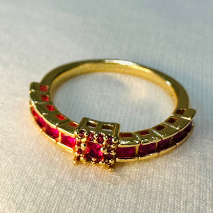 18K Gold Plated Pink Zirconia Ring