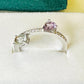 Pink Amethyst, Green Amethyst and White Topaz Studded on Rhodium-finished 925 Sterling Silver Ring