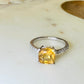 Citrine and White Topaz Studded on Rhodium-finished 925 Sterling Silver Ring