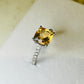 Citrine and White Topaz Studded on Rhodium-finished 925 Sterling Silver Ring