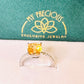 Citrine and White Topaz Studded on Rhodium-finished 925 Sterling Silver Ring
