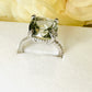 Green Amethyst and White Topaz Studded on Rhodium-finished 925 Sterling Silver Ring