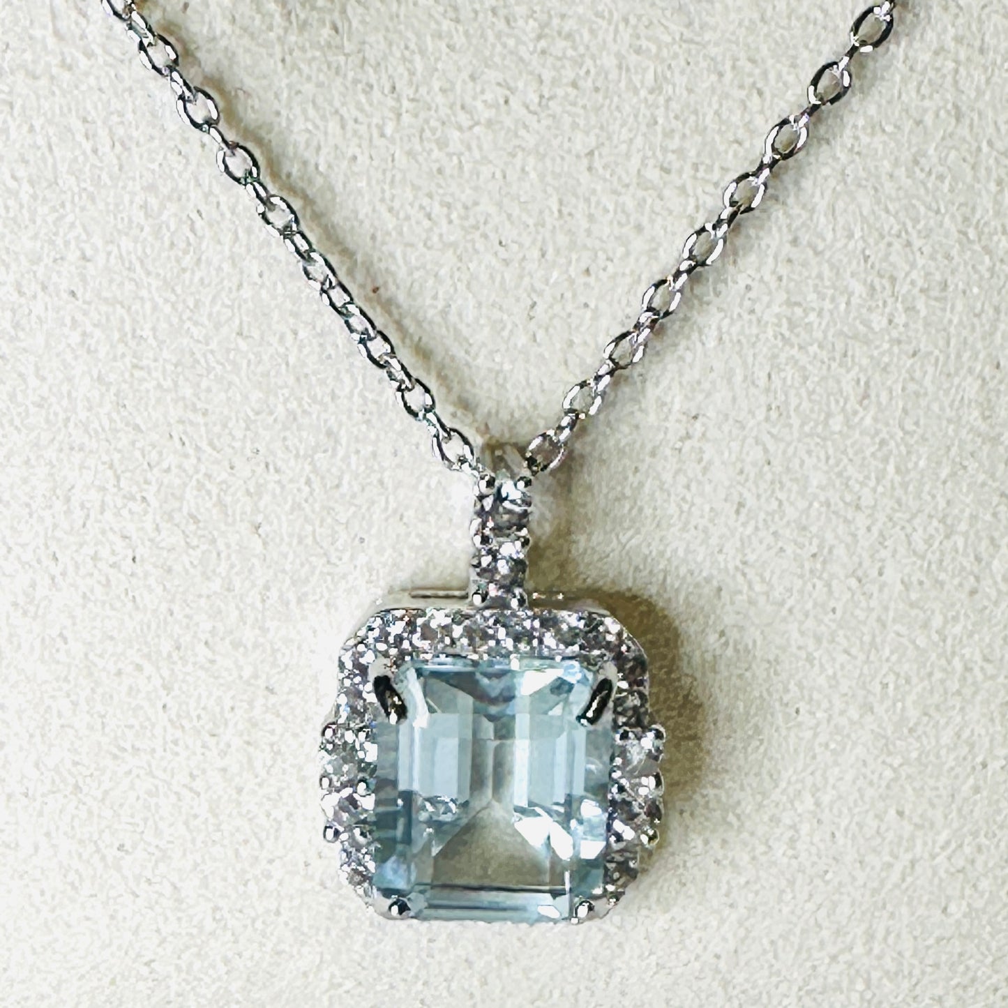 Green Amethyst, White Topaz Studded on Rhodium-finished 925 Sterling Silver Necklace