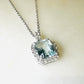 Green Amethyst, White Topaz Studded on Rhodium-finished 925 Sterling Silver Necklace