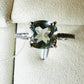 Green Amethyst and White Topaz Studded on Rhodium-finished 925 Sterling Silver Ring